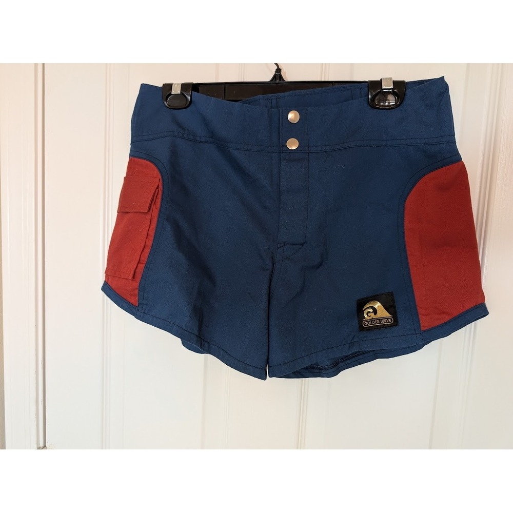Vintage 70's Board Golden Wave Color Block Shorts High Waist Casual No Sz Tag‎